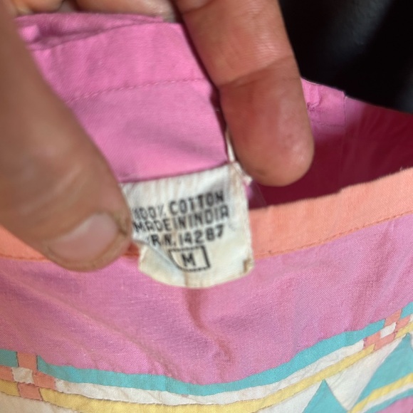 Vintage 80's Boho Southwest Indian Cotton Pink Patchwork Dress Size M - Picture 5 of 16